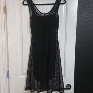Black fishnet slip dress